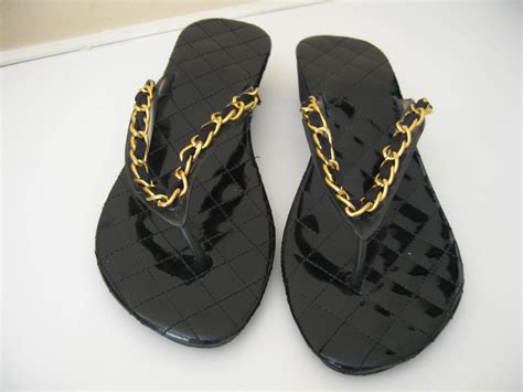 chanel flip flops with chain price|chanel wedge flip flops.